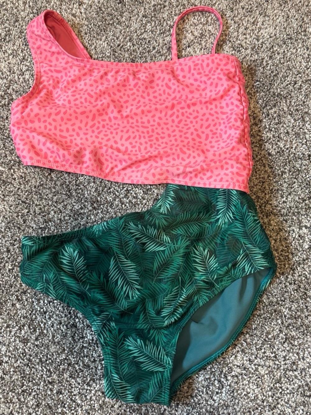 Cat & Jack Pink and Green One-Piece Style Swim Set